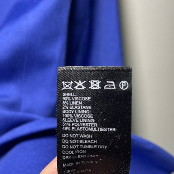 Reiss Haya Cobalt Blue fitted single breasted linen blend Blazer Jacket in US 0 - Picture 10 of 12